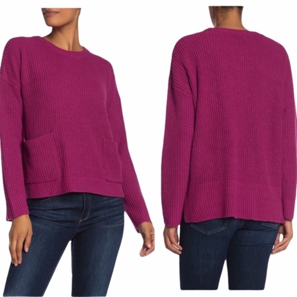 MELLODAY Two Pocket Knit Berry Purple Sweater